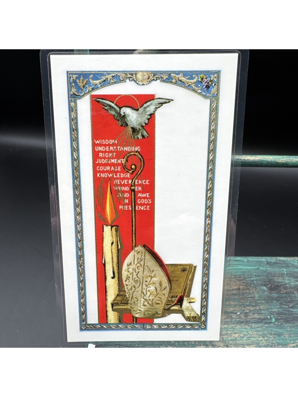 Vintage Bonella Holy Card by W. J. Hirten Co. Holy Spirit Prayer Car Italy HTF